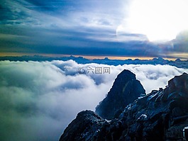 景觀,山,云