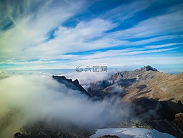 景觀,山,云