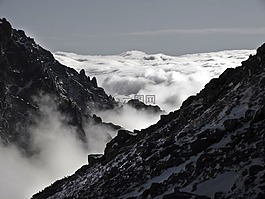 山,云,地平線