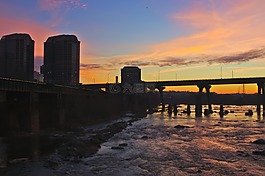 水,日落,全景