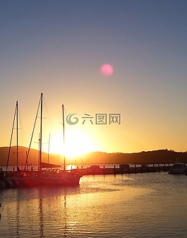 日落,船,瑪麗娜