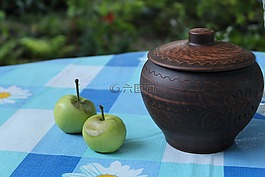 壺,蘋果,靜物