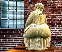 女子,雕塑,坐