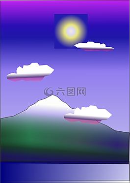 水,云,山