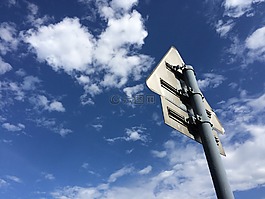 藍天,白云,指示牌