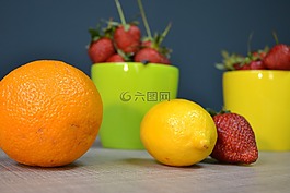 柠檬,草莓,红色