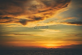 沙,海灘,日落