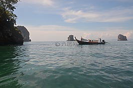 岛屿,小船,海