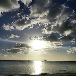 日落,天空,云