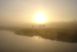 早上,霧,太陽