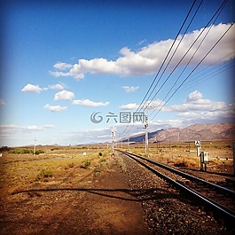 火車,天空,云