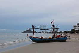 小船,海灘,海