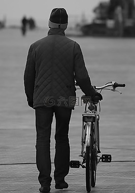 人,自行車,男子