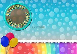 生日,氣球,按鈕