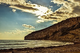 海滩,悬崖,景观