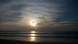 日落,太陽,海
