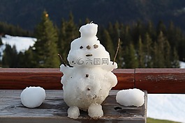 雪,雪人,冬天