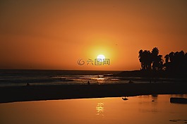 日落,海,假期