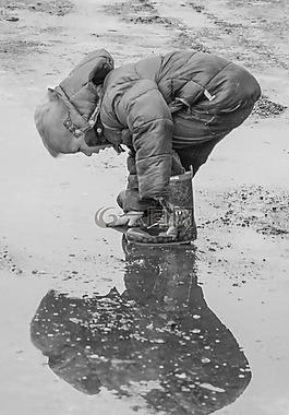 男孩,雨,水