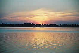 日出,日落,湖地平線