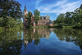 坏 muskau,城堡,庭院的城堡