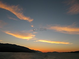日落,郵輪,阿拉斯加州