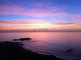 日落,海灘,黎明