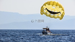 降落傘,滑翔傘,黃色