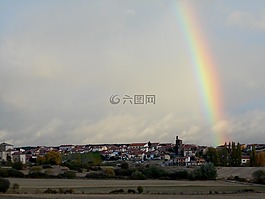 彩虹,人,天空