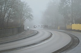 彎,路,冬天