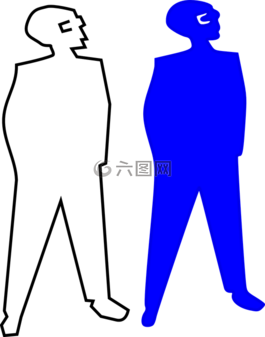 藍(lán)色,男子,側(cè)影