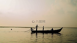 水,渔,日出