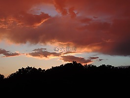 日落,天空,黃昏