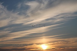天空,日落,云