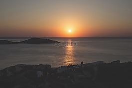 日落,日出,海