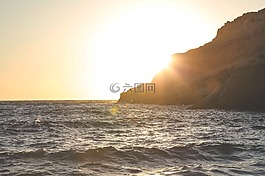 日落,日出,海
