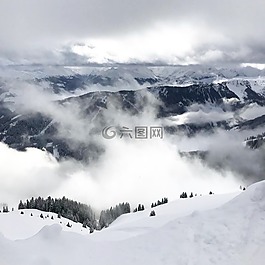 雪,冬天,山