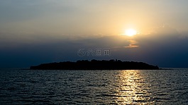 日落,島嶼,大海