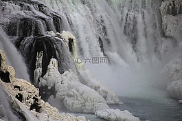 大瀑布,冰,水