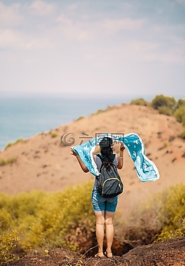 女孩,果阿,海灘