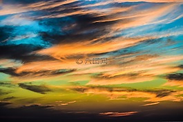 日落,天空,云