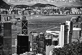 香港,黑色和白色,天際線