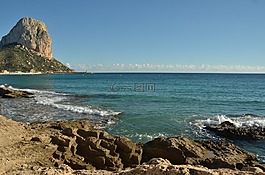 海,海灘,巖