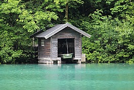 茅屋,船屋,湖