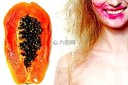 木瓜,女孩,熱帶
