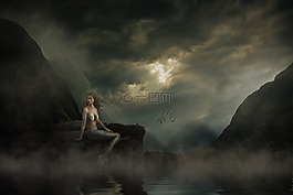 美人魚,景觀,心情