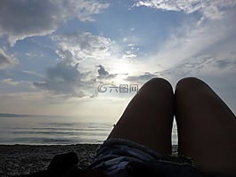 腿,海,天空