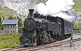蒸汽鐵路 furka bergstrecke,機(jī)車 4,在 gletsch，退出
