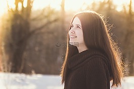 女孩,肖像,冬季