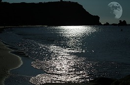 月亮,海,光反射